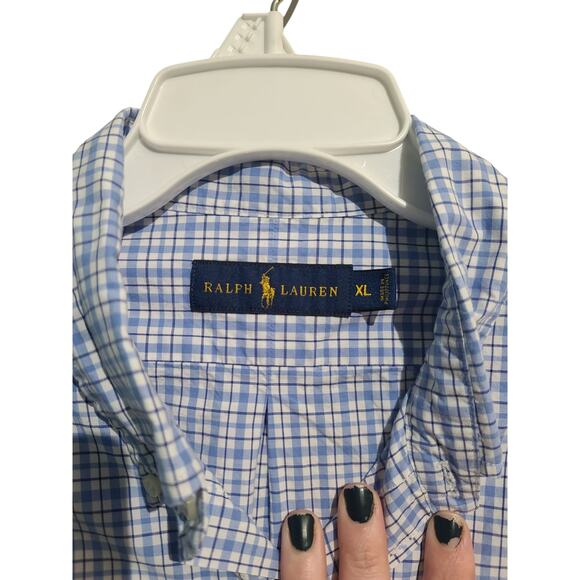 Ralph Lauren Blue White Checkered Shirt Size XL - Picture 4 of 5